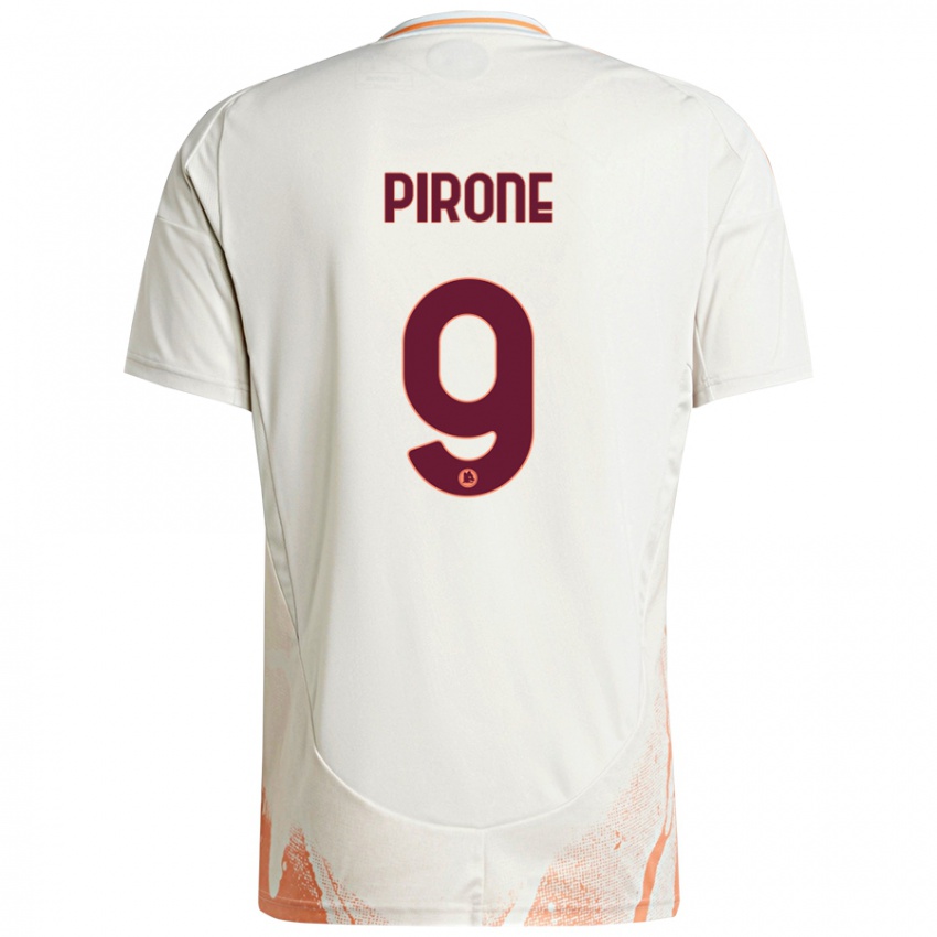 Niño Camiseta Valeria Pirone #9 Crema Blanco Naranja 2ª Equipación 2024/25 La Camisa