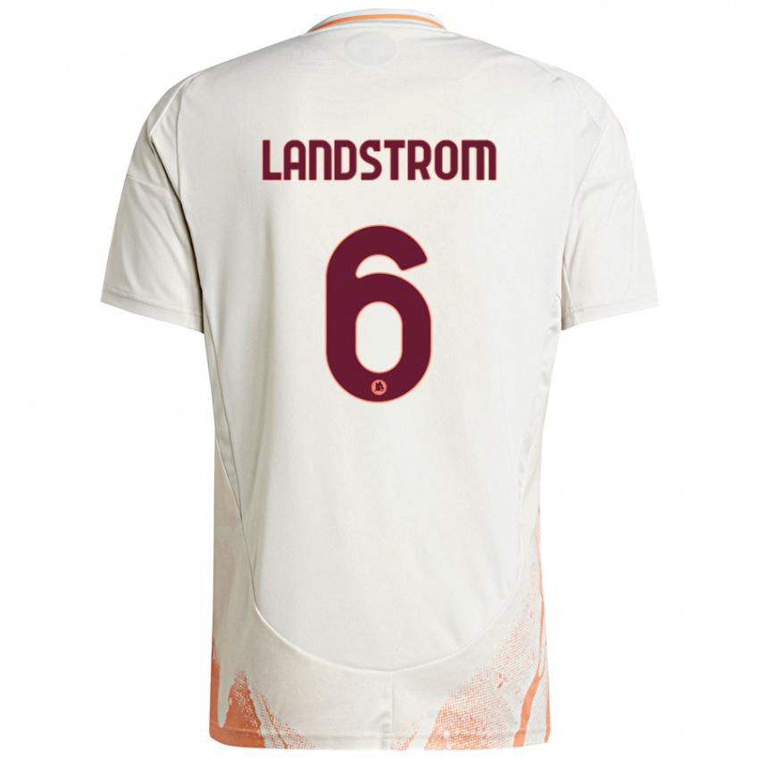 Niño Camiseta Elin Landstrom #6 Crema Blanco Naranja 2ª Equipación 2024/25 La Camisa