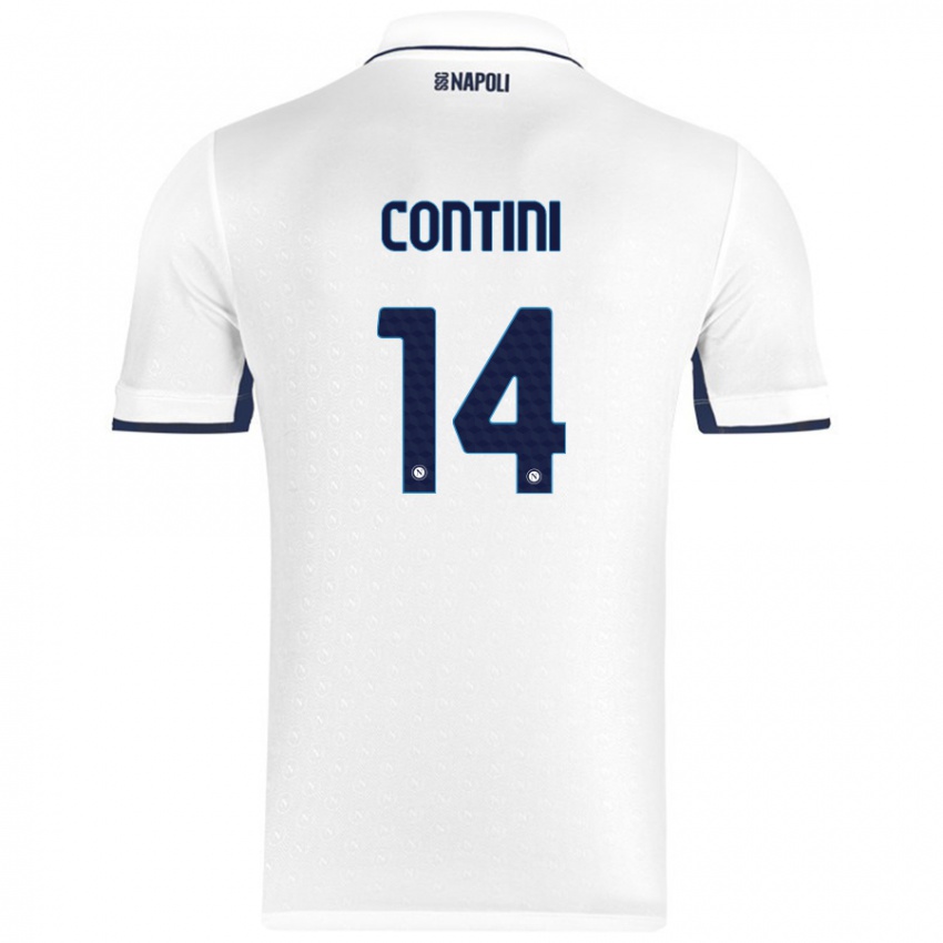 Niño Camiseta Nikita Contini #14 Blanco Azul Real 2ª Equipación 2024/25 La Camisa