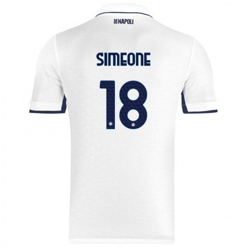 Niño Camiseta Giovanni Simeone #18 Blanco Azul Real 2ª Equipación 2024/25 La Camisa