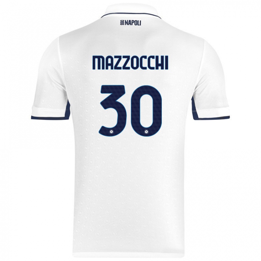 Niño Camiseta Pasquale Mazzocchi #30 Blanco Azul Real 2ª Equipación 2024/25 La Camisa