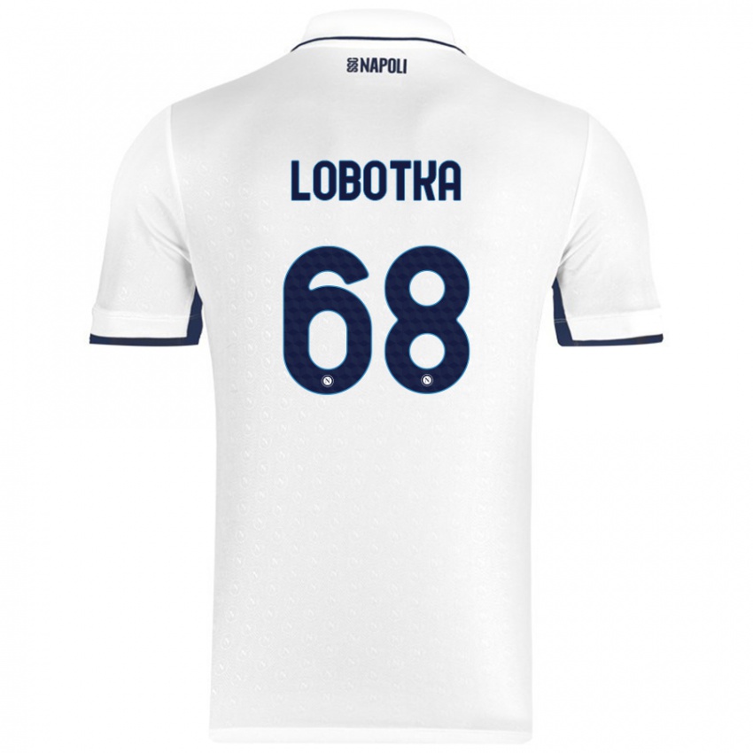 Niño Camiseta Stanislav Lobotka #68 Blanco Azul Real 2ª Equipación 2024/25 La Camisa