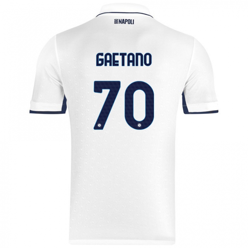 Niño Camiseta Gianluca Gaetano #70 Blanco Azul Real 2ª Equipación 2024/25 La Camisa