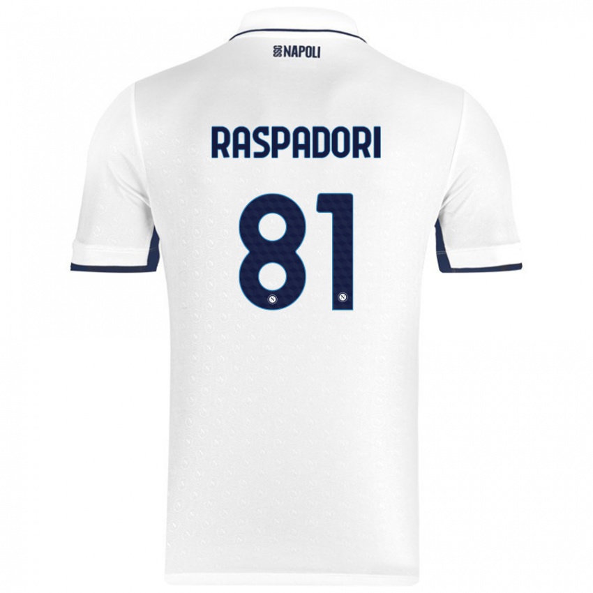 Niño Camiseta Giacomo Raspadori #81 Blanco Azul Real 2ª Equipación 2024/25 La Camisa