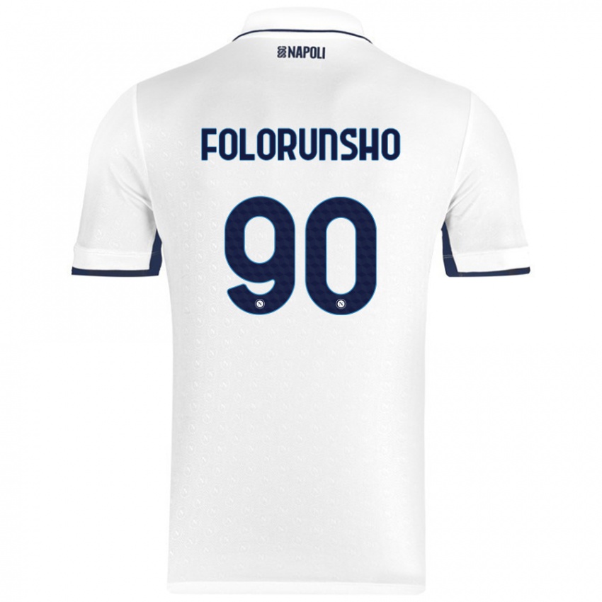 Niño Camiseta Michael Folorunsho #90 Blanco Azul Real 2ª Equipación 2024/25 La Camisa