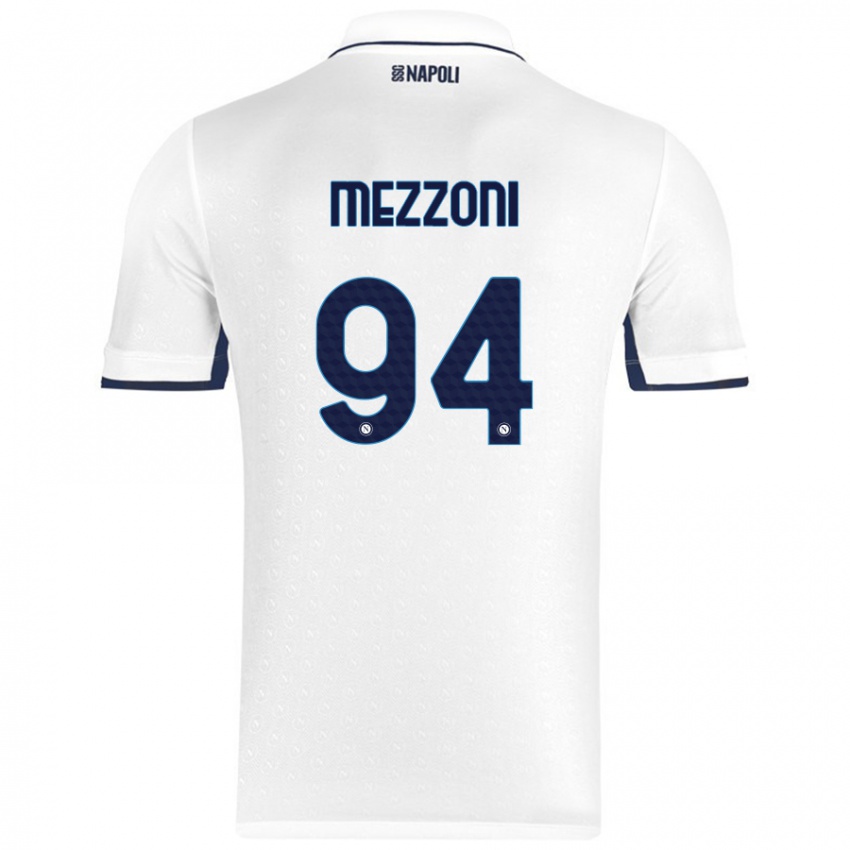 Niño Camiseta Francesco Mezzoni #94 Blanco Azul Real 2ª Equipación 2024/25 La Camisa