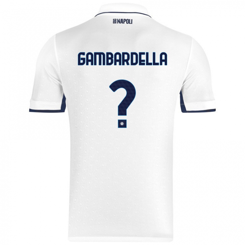 Niño Camiseta Vittorio Gambardella #0 Blanco Azul Real 2ª Equipación 2024/25 La Camisa