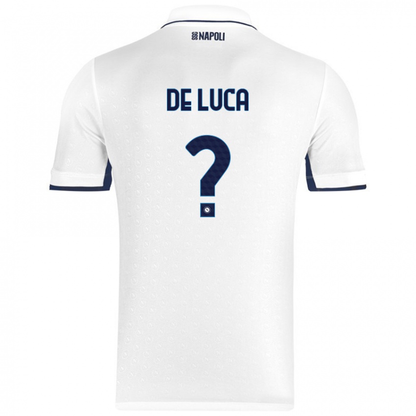 Niño Camiseta Alfonso De Luca #0 Blanco Azul Real 2ª Equipación 2024/25 La Camisa