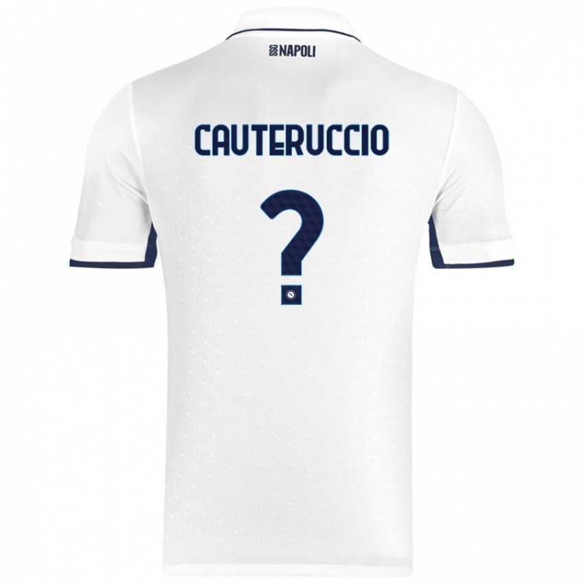 Niño Camiseta Walter Cauteruccio #0 Blanco Azul Real 2ª Equipación 2024/25 La Camisa