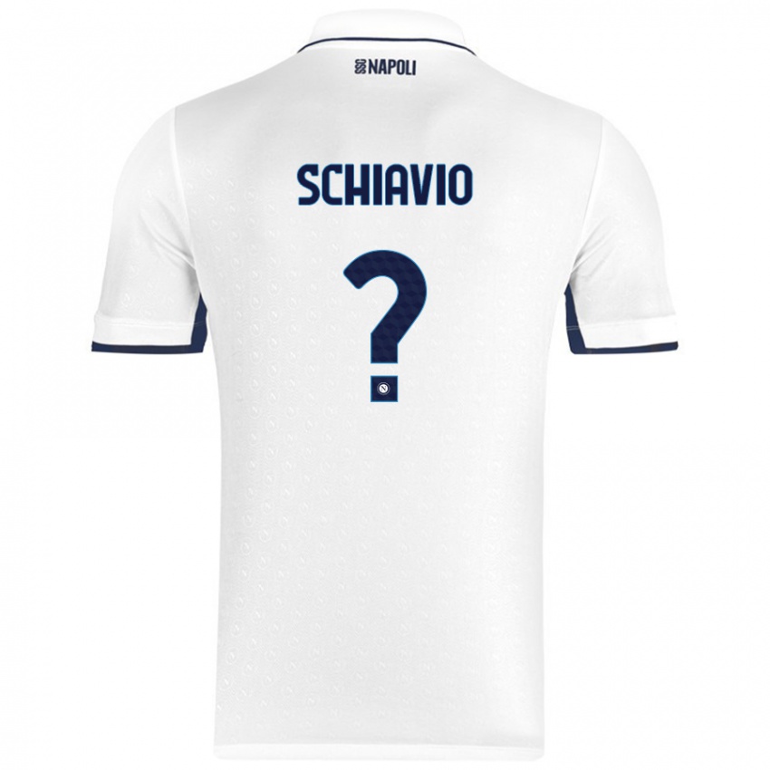 Niño Camiseta Angelo Schiavio #0 Blanco Azul Real 2ª Equipación 2024/25 La Camisa