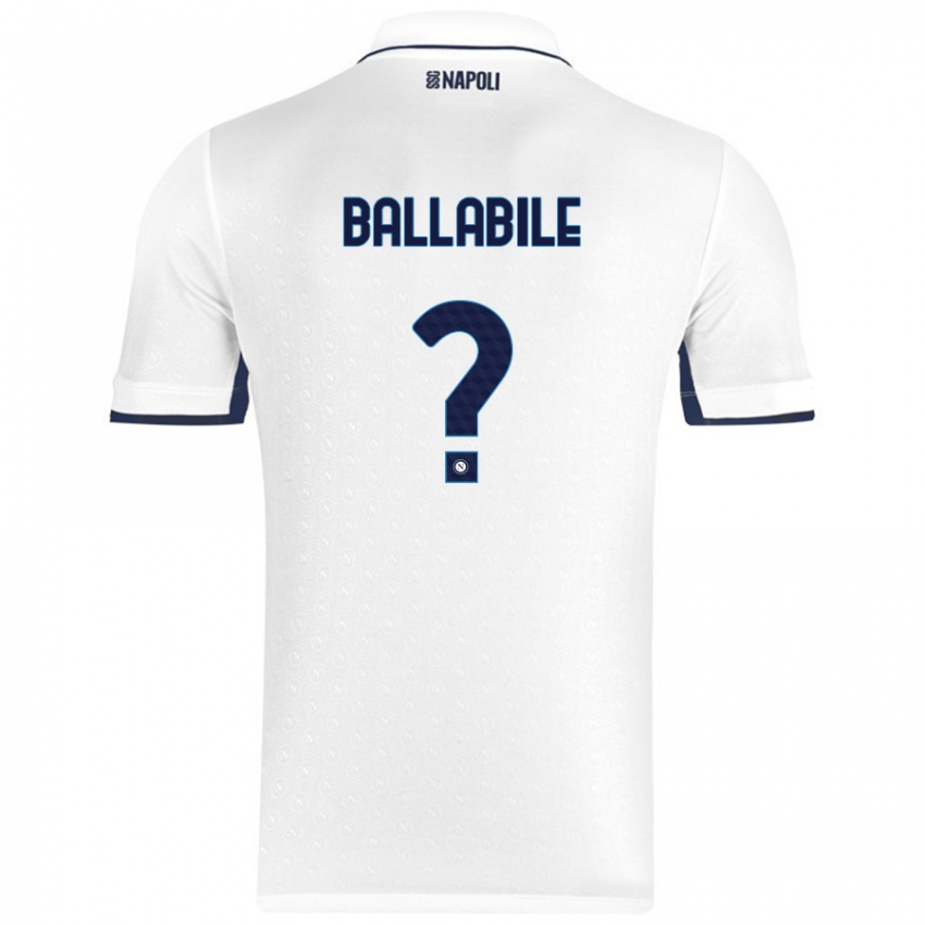 Niño Camiseta Ernesto Ballabile #0 Blanco Azul Real 2ª Equipación 2024/25 La Camisa