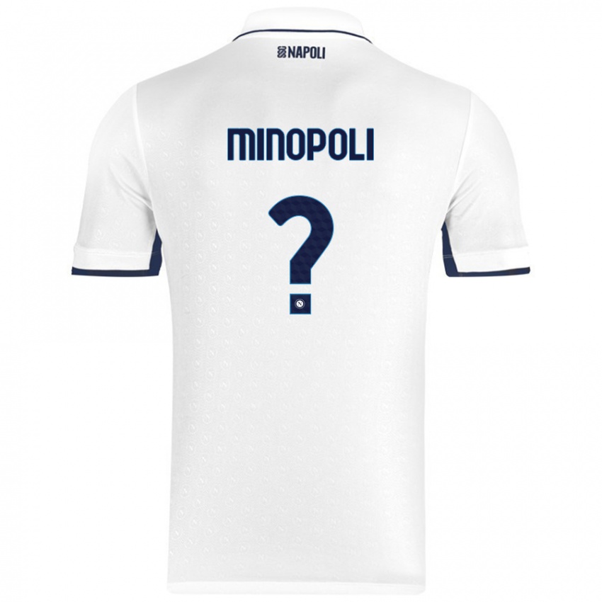 Niño Camiseta Francesco Minopoli #0 Blanco Azul Real 2ª Equipación 2024/25 La Camisa