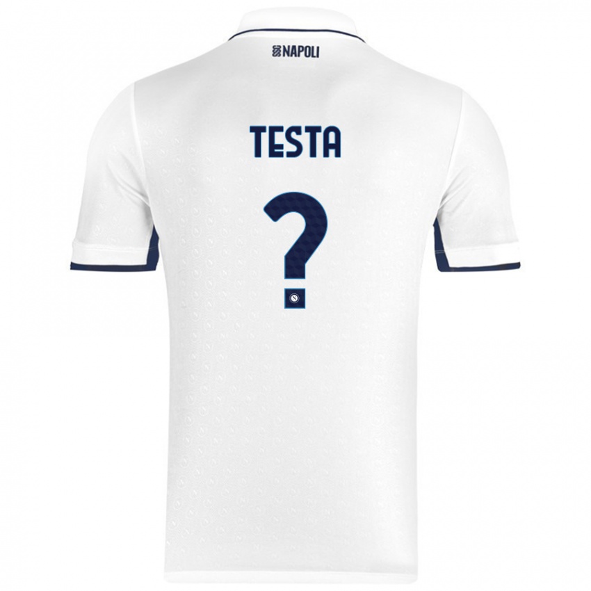 Niño Camiseta Vincenzo Testa #0 Blanco Azul Real 2ª Equipación 2024/25 La Camisa