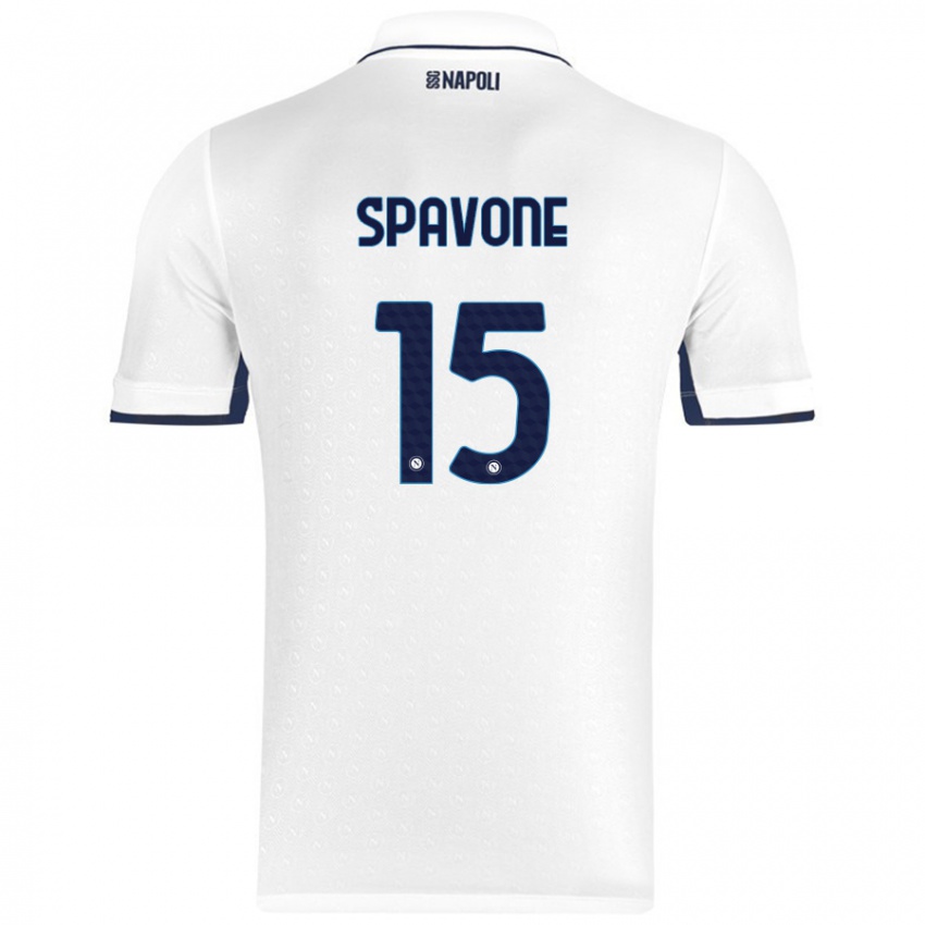 Niño Camiseta Alessandro Spavone #15 Blanco Azul Real 2ª Equipación 2024/25 La Camisa