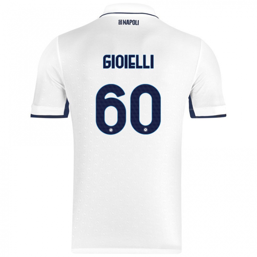 Niño Camiseta Francesco Gioielli #60 Blanco Azul Real 2ª Equipación 2024/25 La Camisa