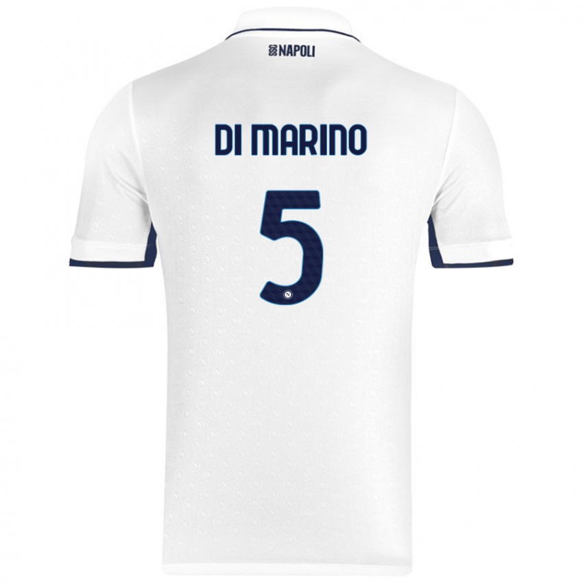 Niño Camiseta Paola Di Marino #5 Blanco Azul Real 2ª Equipación 2024/25 La Camisa