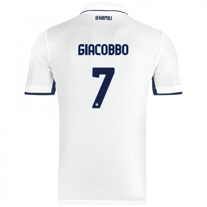 Niño Camiseta Giulia Giacobbo #7 Blanco Azul Real 2ª Equipación 2024/25 La Camisa