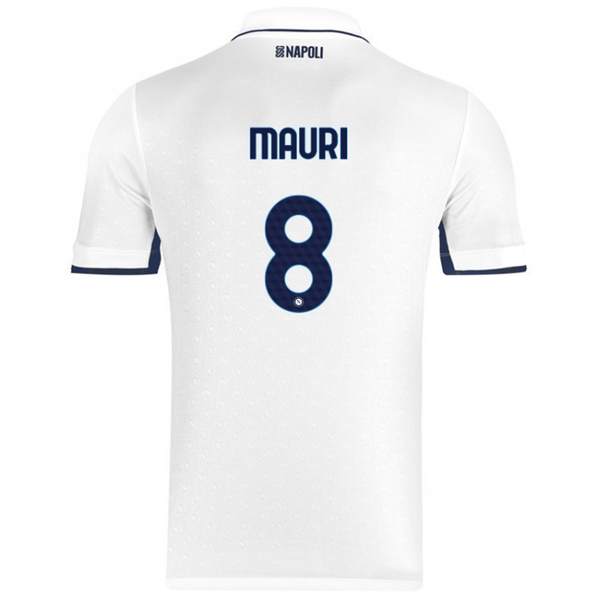 Niño Camiseta Claudia Mauri #8 Blanco Azul Real 2ª Equipación 2024/25 La Camisa