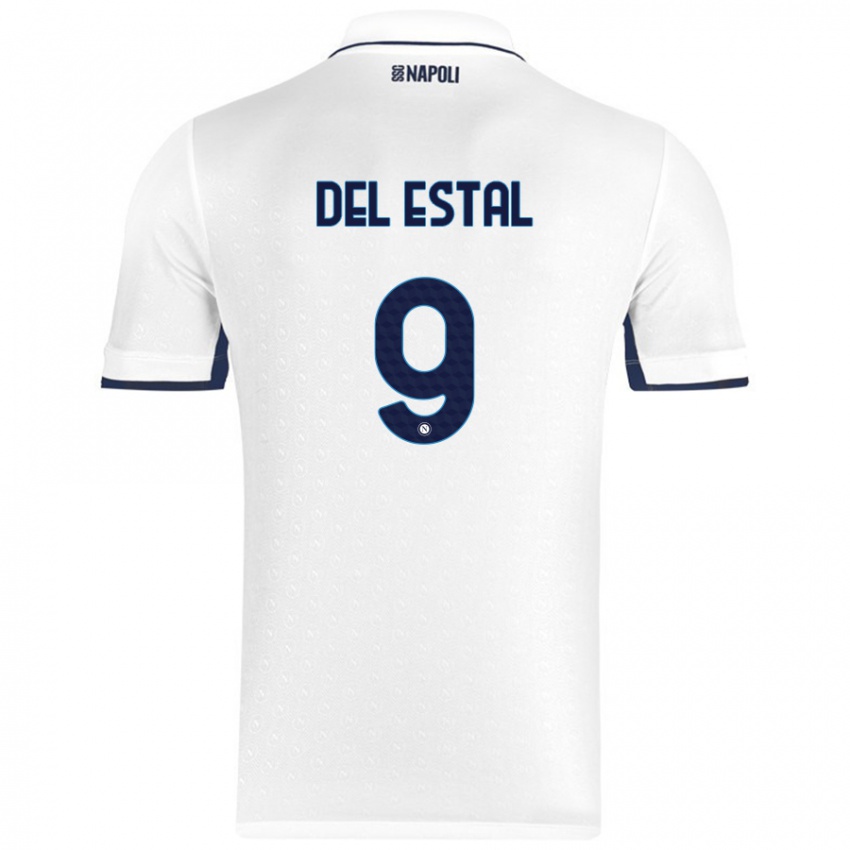 Niño Camiseta Eli Del Estal #9 Blanco Azul Real 2ª Equipación 2024/25 La Camisa