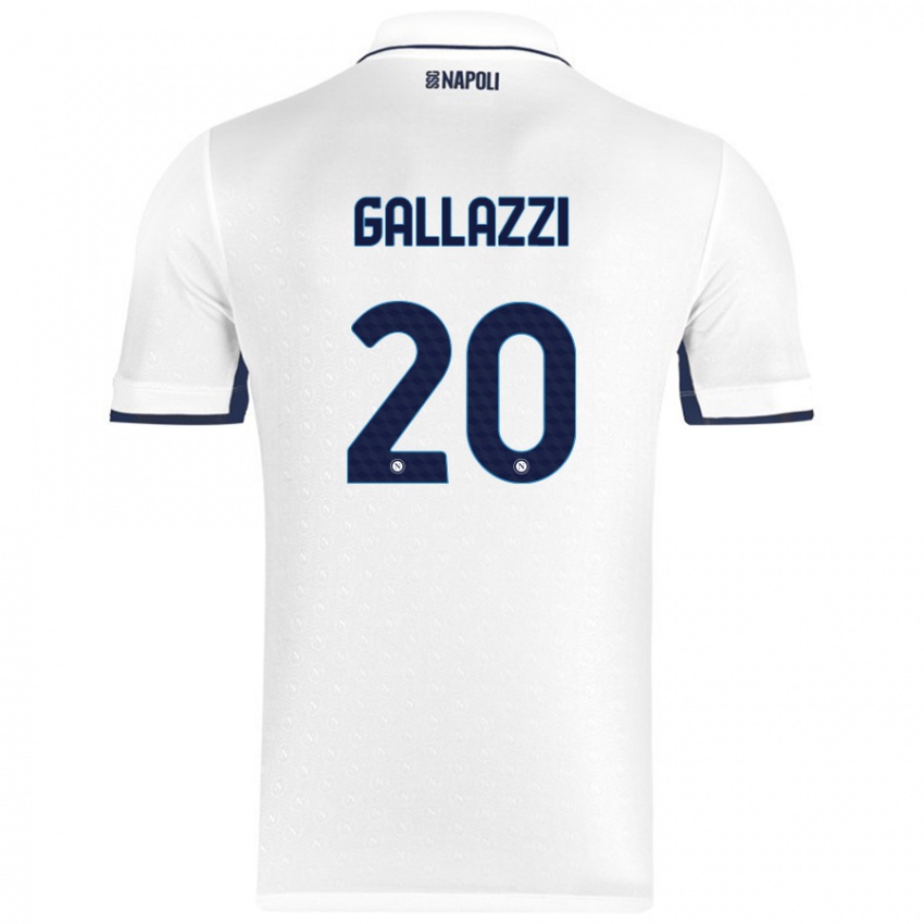 Niño Camiseta Valentina Gallazzi #20 Blanco Azul Real 2ª Equipación 2024/25 La Camisa