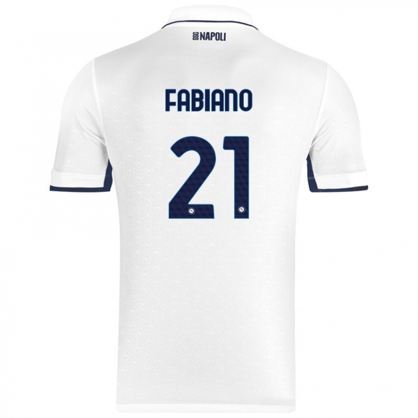 Niño Camiseta Francesca Fabiano #21 Blanco Azul Real 2ª Equipación 2024/25 La Camisa