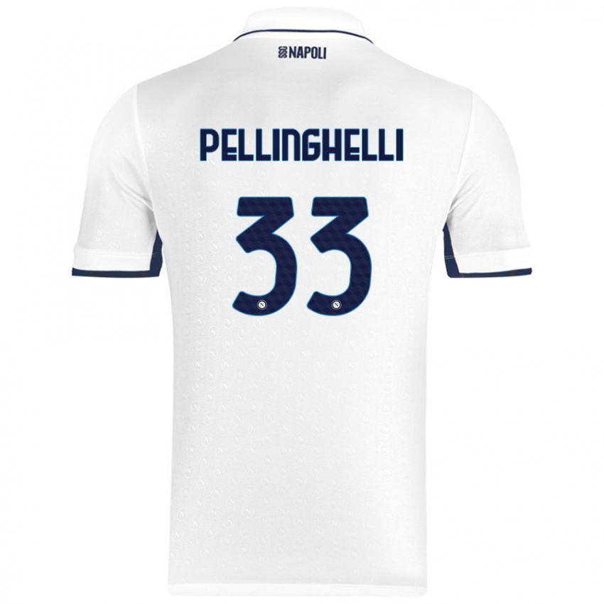 Niño Camiseta Alice Pellinghelli #33 Blanco Azul Real 2ª Equipación 2024/25 La Camisa