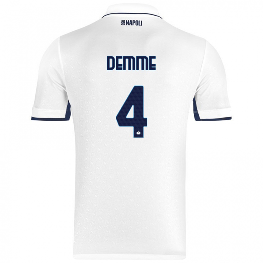 Niño Camiseta Diego Demme #4 Blanco Azul Real 2ª Equipación 2024/25 La Camisa