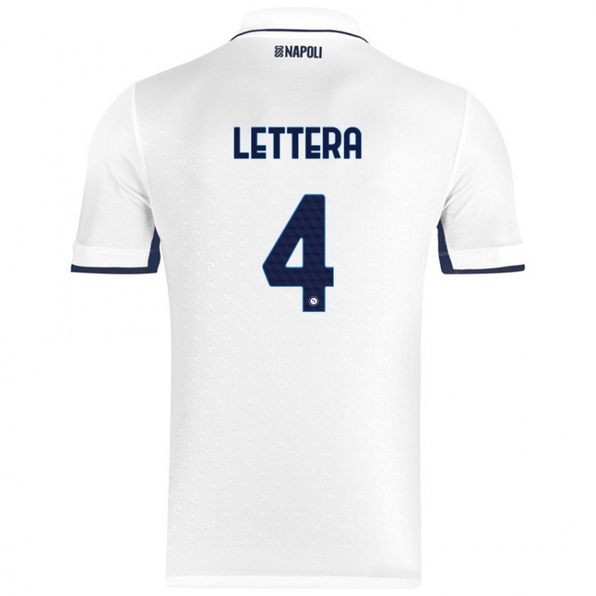 Niño Camiseta Alessio Lettera #4 Blanco Azul Real 2ª Equipación 2024/25 La Camisa