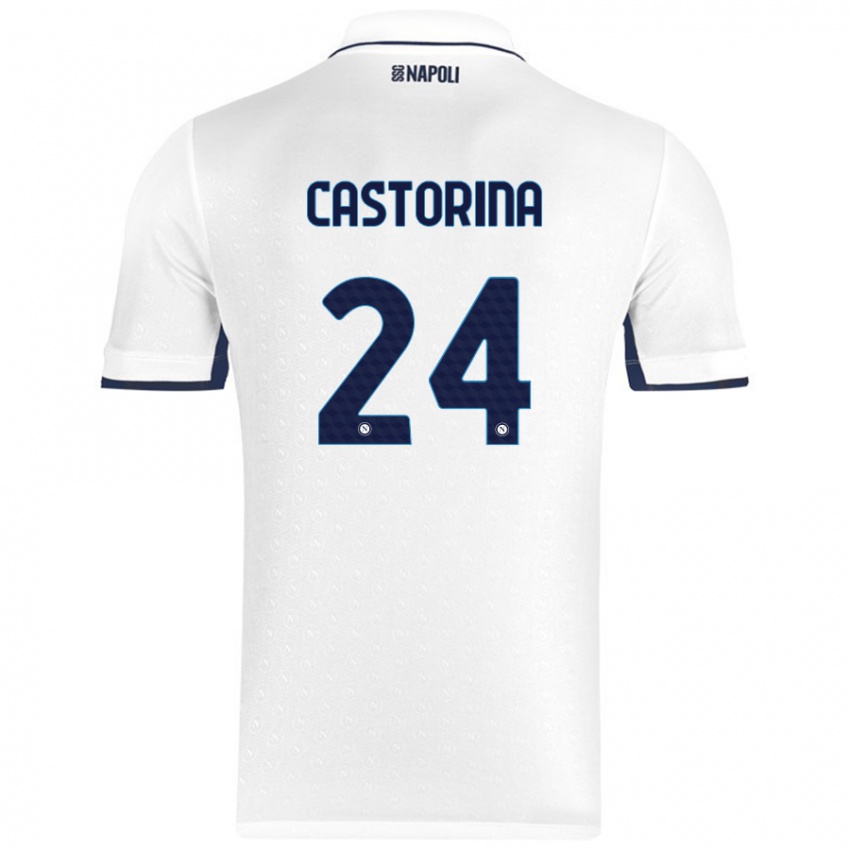 Niño Camiseta Alessandro Castorina #24 Blanco Azul Real 2ª Equipación 2024/25 La Camisa