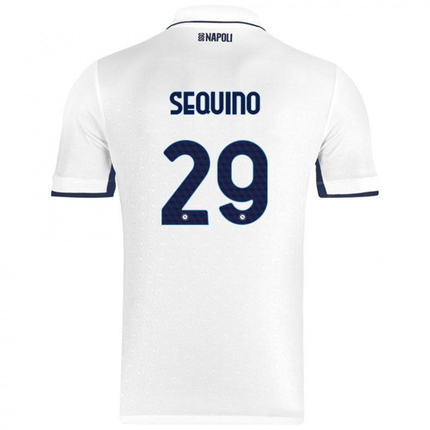 Niño Camiseta Giovanni Sequino #29 Blanco Azul Real 2ª Equipación 2024/25 La Camisa