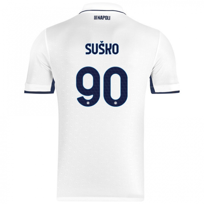 Niño Camiseta Daniel Suško #90 Blanco Azul Real 2ª Equipación 2024/25 La Camisa