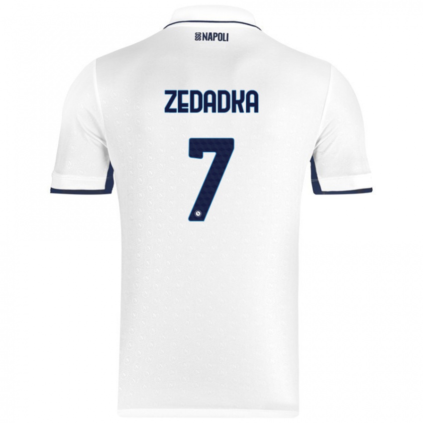 Niño Camiseta Karim Zedadka #7 Blanco Azul Real 2ª Equipación 2024/25 La Camisa