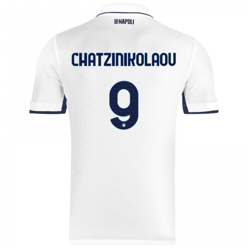 Niño Camiseta Despoina Chatzinikolaou #9 Blanco Azul Real 2ª Equipación 2024/25 La Camisa