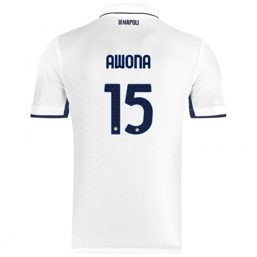 Niño Camiseta Aurelle Awona #15 Blanco Azul Real 2ª Equipación 2024/25 La Camisa