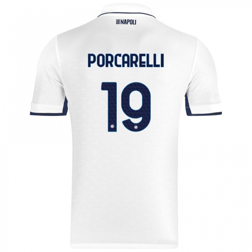 Niño Camiseta Maddelena Porcarelli #19 Blanco Azul Real 2ª Equipación 2024/25 La Camisa