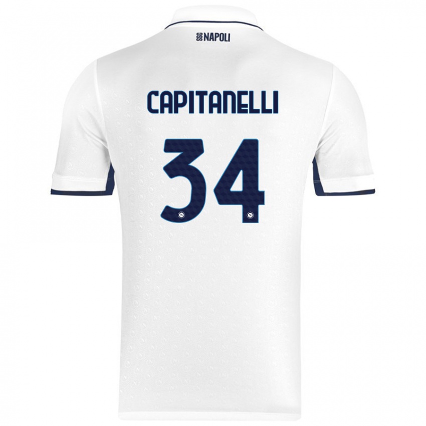 Niño Camiseta Ilaria Capitanelli #34 Blanco Azul Real 2ª Equipación 2024/25 La Camisa