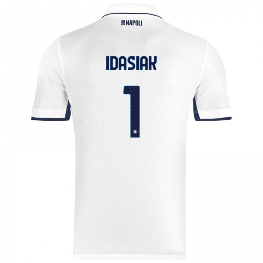 Niño Camiseta Hubert Dawid Idasiak #1 Blanco Azul Real 2ª Equipación 2024/25 La Camisa