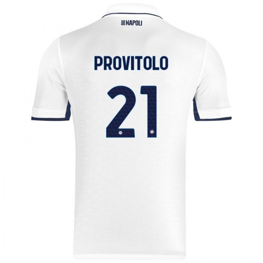 Niño Camiseta Vincenzo Provitolo #21 Blanco Azul Real 2ª Equipación 2024/25 La Camisa