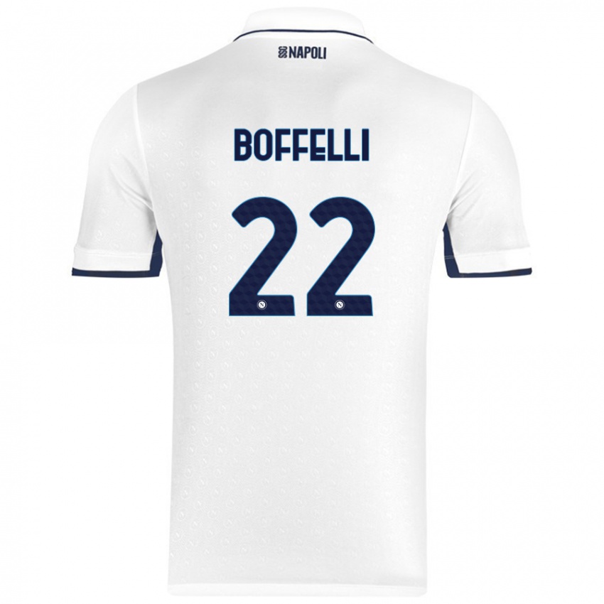 Niño Camiseta Valerio Boffelli #22 Blanco Azul Real 2ª Equipación 2024/25 La Camisa