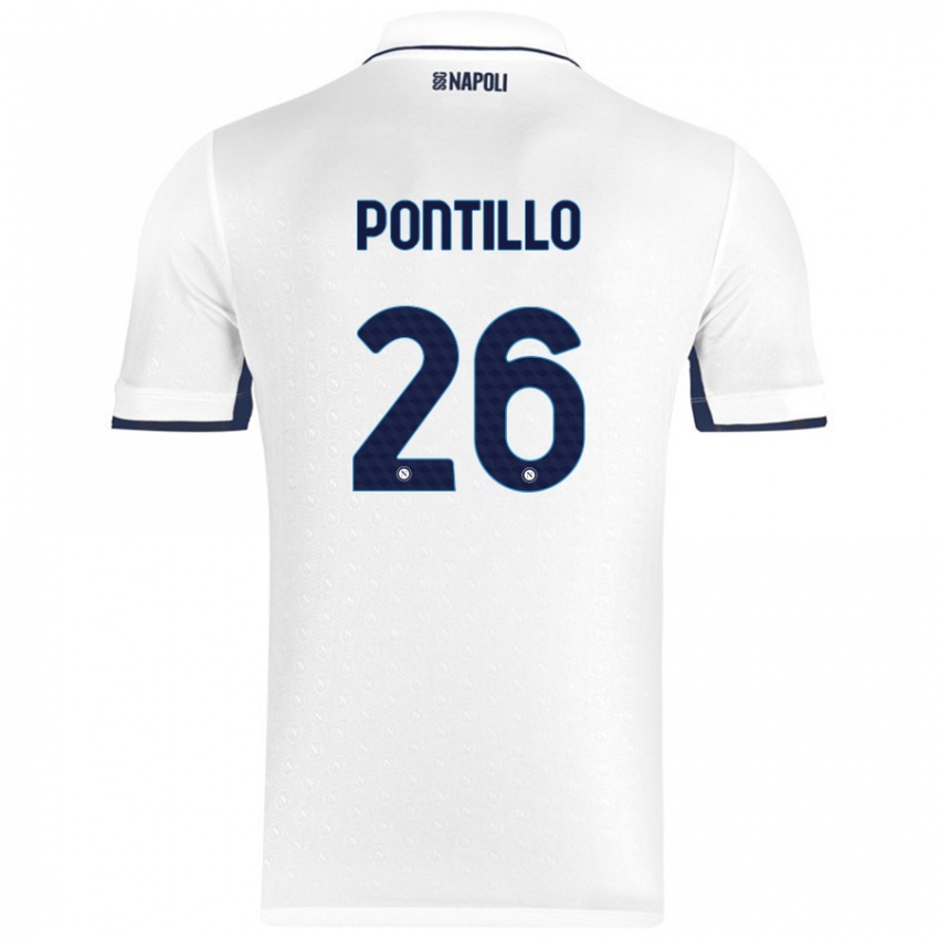 Niño Camiseta Pasquale Pontillo #26 Blanco Azul Real 2ª Equipación 2024/25 La Camisa