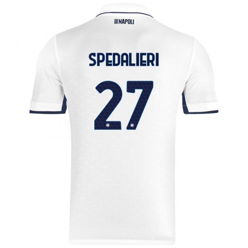 Niño Camiseta Johnatan Andrea Spedalieri #27 Blanco Azul Real 2ª Equipación 2024/25 La Camisa