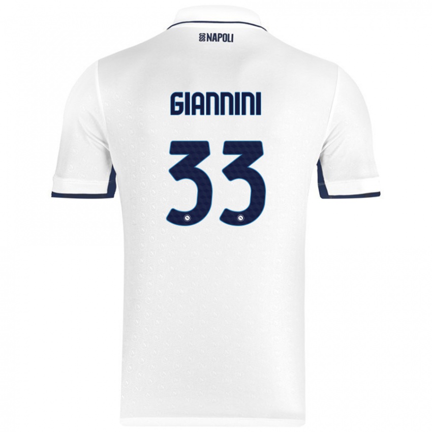 Niño Camiseta Enrico Giannini #33 Blanco Azul Real 2ª Equipación 2024/25 La Camisa