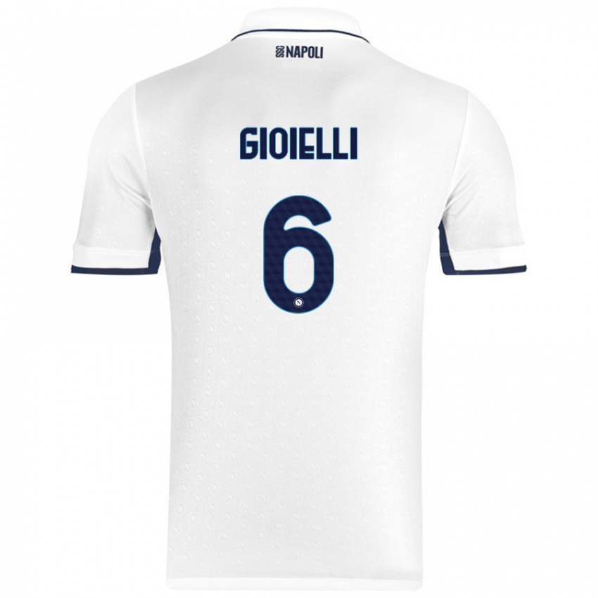 Niño Camiseta Francesco Pio Gioielli #6 Blanco Azul Real 2ª Equipación 2024/25 La Camisa