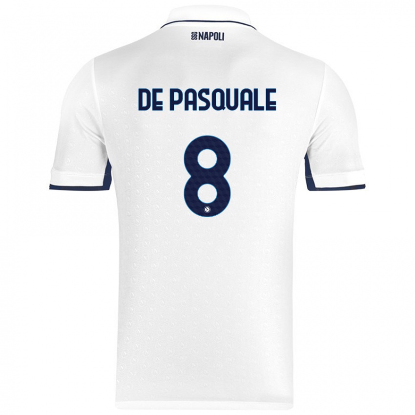 Niño Camiseta Dylan De Pasquale #8 Blanco Azul Real 2ª Equipación 2024/25 La Camisa