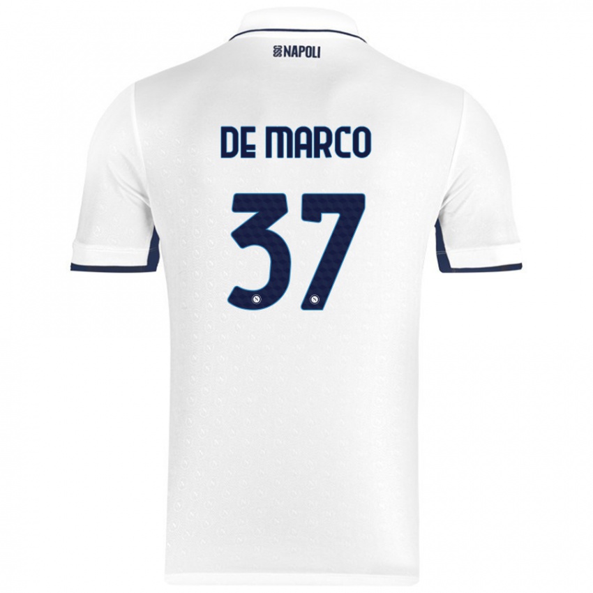 Niño Camiseta Francesco De Marco #37 Blanco Azul Real 2ª Equipación 2024/25 La Camisa