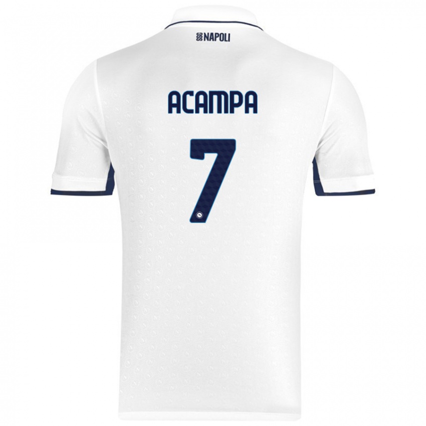 Niño Camiseta Davide Acampa #7 Blanco Azul Real 2ª Equipación 2024/25 La Camisa