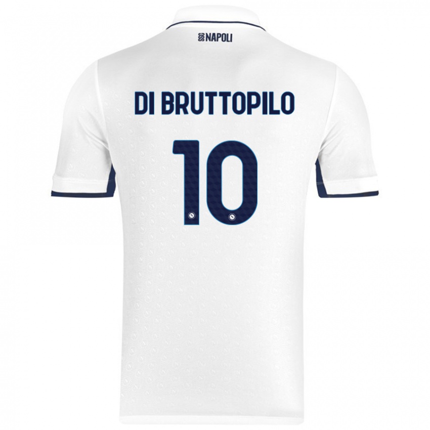 Niño Camiseta Giuseppe Ambrosino Di Bruttopilo #10 Blanco Azul Real 2ª Equipación 2024/25 La Camisa