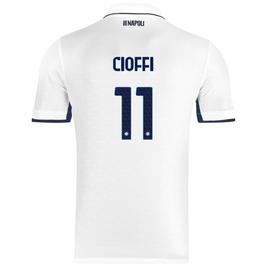 Niño Camiseta Antonio Cioffi #11 Blanco Azul Real 2ª Equipación 2024/25 La Camisa