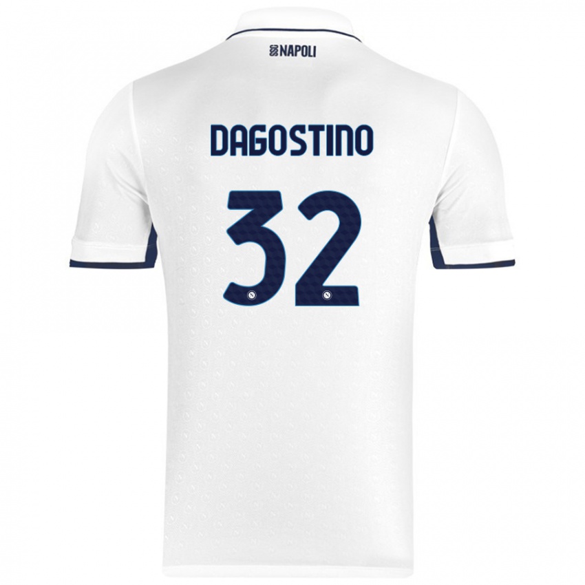 Niño Camiseta Giuseppe Dagostino #32 Blanco Azul Real 2ª Equipación 2024/25 La Camisa