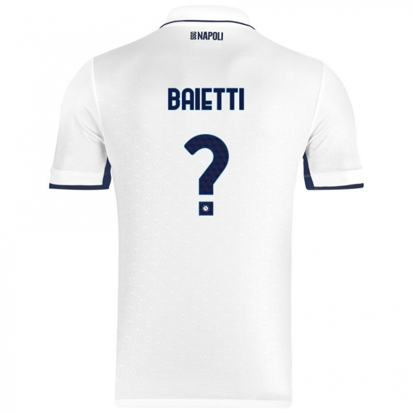 Niño Camiseta Francesco Baietti #0 Blanco Azul Real 2ª Equipación 2024/25 La Camisa